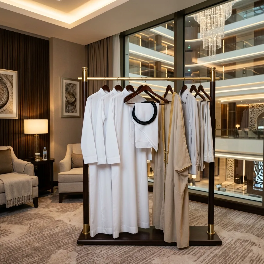 Freshly pressed hotel garments and crisp linens for hotel guests in Makkah